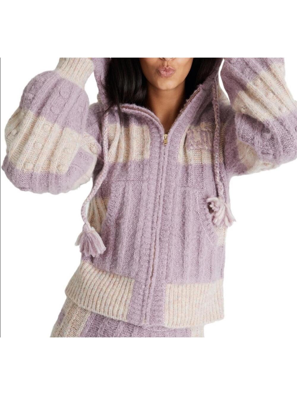 LoveShackFancy Bon Voyage Tirzah Lavender & Pink Hooded Sweater Small